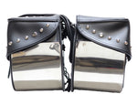 PVC Motorcycle Saddlebag With Studs & Chrome Plate