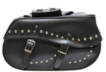 PVC Motorcycle Saddlebag With Studs & Chrome Plate
