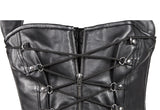 Womens Black Lamb Skin Leather Laces & Zippered Corset