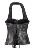 Womens Black Lamb Skin Leather Laces & Zippered Corset