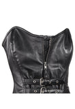 Women's Strapless Lamb Leather Corset With Zipper, Buckle & Lace