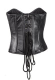 Women's Strapless Lamb Leather Corset With Zipper, Buckle & Lace