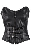 Women's Strapless Lamb Leather Corset With Zipper, Buckle & Lace