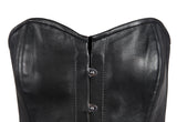 Womens Strapless Lamb Leather Corset With Metal Busks & Grommets