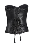 Womens Strapless Lamb Leather Corset With Metal Busks & Grommets