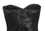 Womens Strapless Lamb Leather Corset With Metal Busks & Grommets