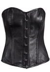 Womens Strapless Lamb Leather Corset With Metal Busks & Grommets