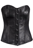 Womens Strapless Lamb Leather Corset With Metal Busks & Grommets