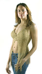 Womens Brown Halter Top With Studs