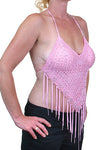 Womens Pink Halter Top With Studs