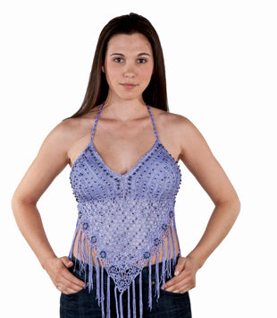 Womens Purple Halter Top With Studs