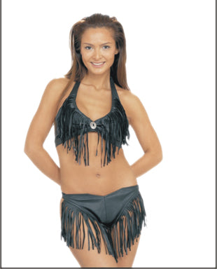 Womens Leather Panty With Fringe