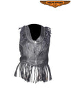 Womens Halter Top With Fringe & Studs