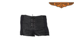 Womens Black Leather Shorts With Laces