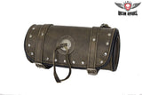 Studded Brown Leather Motorcycle Tool Bag