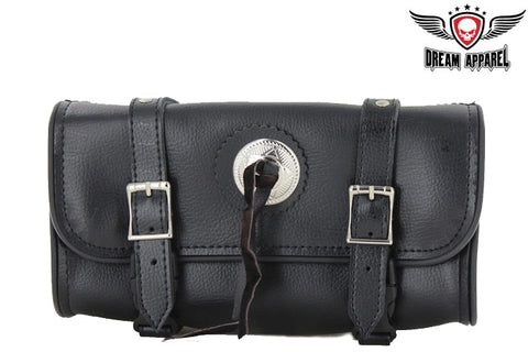 Leather Motorcycle Toolbag With Studs & Concho