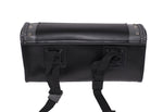 10" PVC Motorcycle Tool Bag With Gray Braids & Studs