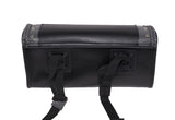 12" PVC Motorcycle Tool Bag With Gray Braids & Studs