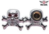 Two Chrome Skull & Cross Bones Tire Valve Stem Caps