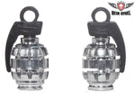 Two Chrome Grenades Tire Valve Stem Caps