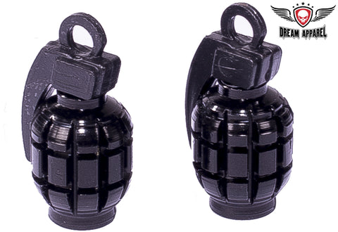 Two Black GrenadesTire Valve Stem Caps