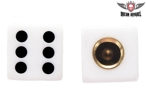 Two White Dice Tire Valve Stem Caps