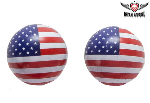 Two US Flag Tire Valve Stem Caps