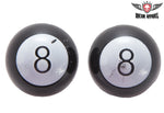 Two Black 8 Ball Tire Valve Stem Caps