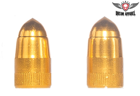 Two Gold Bullet Tire Valve Stem Caps