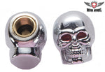 Two Chrome Skull Tire Valve Stem Caps