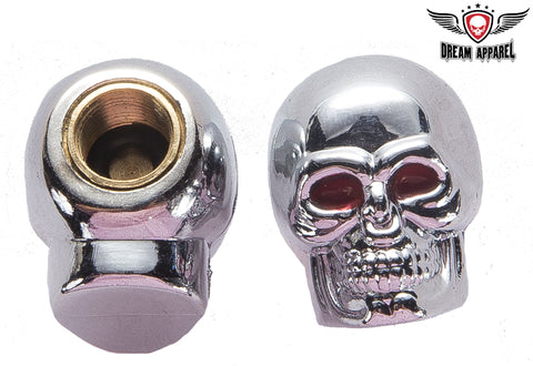 Two Chrome Skull Tire Valve Stem Caps