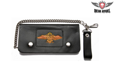 Leather Wallet With Motorcycle & Wings