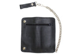 Black Leather Chain Wallet with Zipper