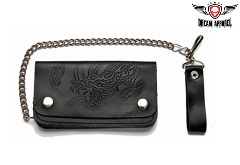 Leather Wallet With Embossed Dragon