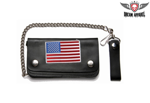 Leather Wallet With USA Flag