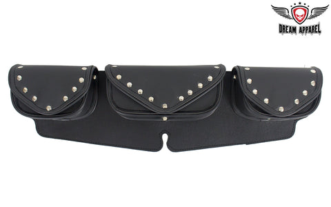 Studded Triple Pocket Motorcycle Windshield Bag