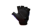 Mens Motorcycle Blue Fingerless Mesh Racing Gloves