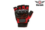 Mens Red Fingerless Mesh Racing Gloves